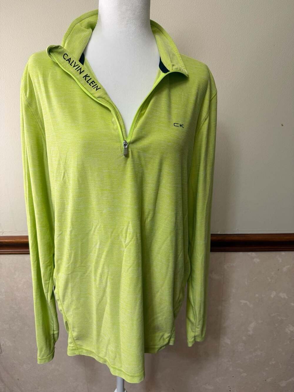 Calvin Klein Performance Regular Fit Half Zip Pullover Lime Green Size M